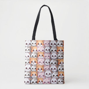 Kawaii Cat feline Kitten pet face doodle print pat Tote Bag