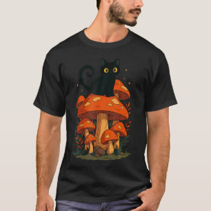 Kawaii Cat Funny Anime Cottagecore Mushroom Japane T-Shirt