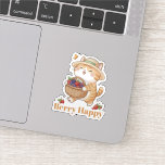 Kawaii Cat Gardener Summer Berry Harvest Sticker<br><div class="desc">Bring a touch of garden joy to your life with this adorable ginger tabby cat sticker. Featuring a happy kitten in a classic straw hat holding a basket of fresh summer berries, this hand-refined AI artwork is a must-have for cat lovers and gardening enthusiasts. Perfect for personalizing laptops, water bottles,...</div>