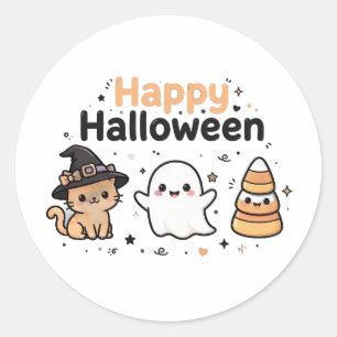 Kawaii Cat Ghost Sticker Cute Halloween Gift