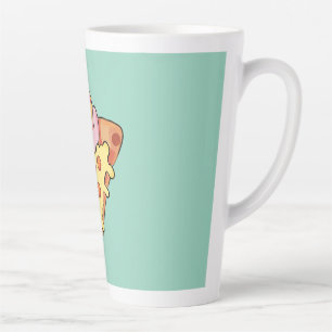 Kawaii Cat Hugging Pepperoni Pizza Cartoon Latte Mug