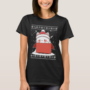 Kawaii Cat In A Box Christmas Cute Anime Teens Kid T-Shirt