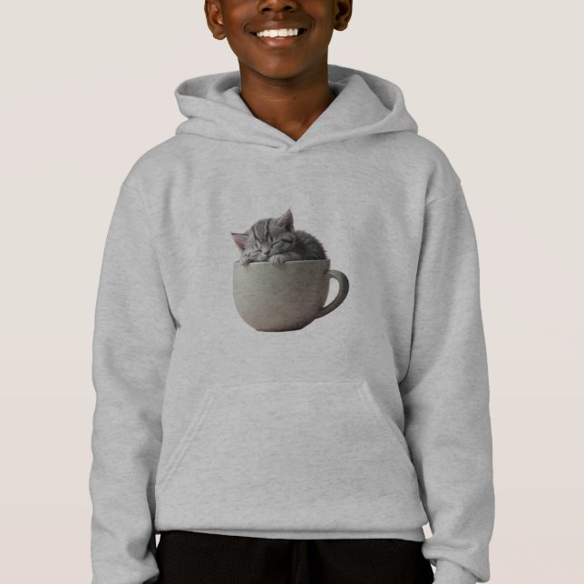 Kawaii Cat in Matcha Latte Cute Aesthetic Hoodie  (Devant)