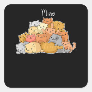 Kawaii Cat Japanese Anime Cute Lovers And Cosplay Square Sticker
