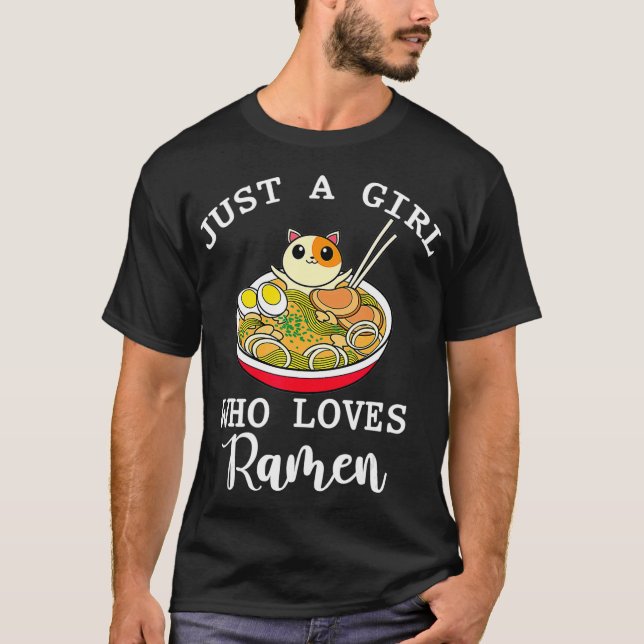 Kawaii Cat Japanese Noodles Women Girls Animal T-Shirt (Front)