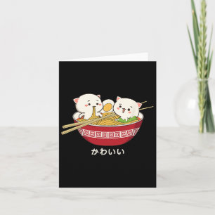 Kawaii Cat Japanese Tokyo Anime Cat Ramen T Shirt  Card