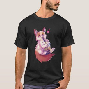 Kawaii Cat Loves Bubble Tea Pearls BOBA Milk Tea C T-Shirt
