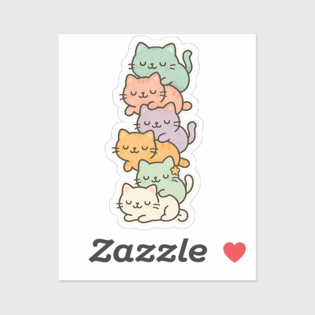 Kawaii Cat Mountain Pastel Sticker (Sheet)