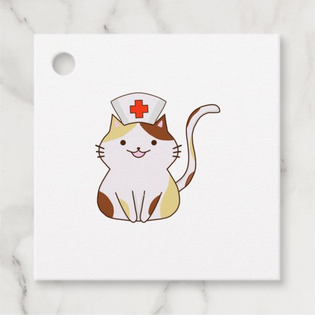 Kawaii Cat Nurse  Favour Tags (Front)