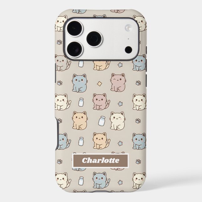 Kawaii Cat Pattern Custom Name (Back)
