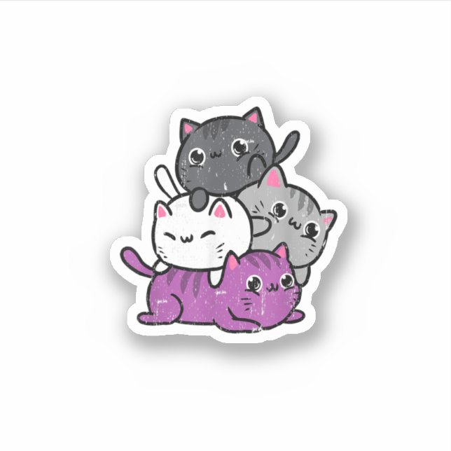 Kawaii Cat Pile Ace Pride Vintage  (Front)