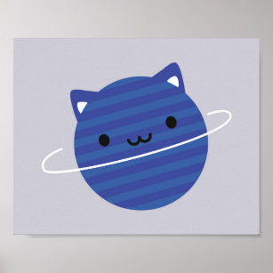 Kawaii Cat Planet in Space Poster