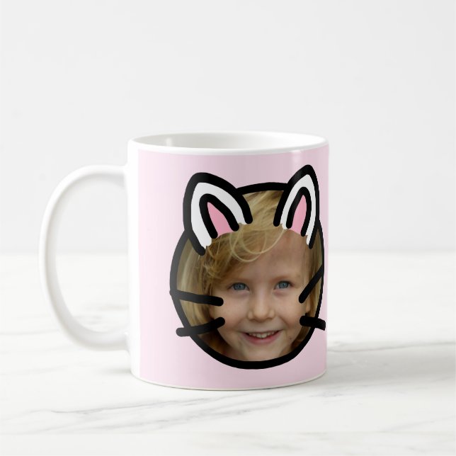 Kawaii Cat Purikura Style Photo Coffee Mug (Left)