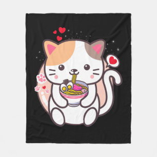 Kawaii Cat Ramen Anime Japanese Food Girls Officia Fleece Blanket