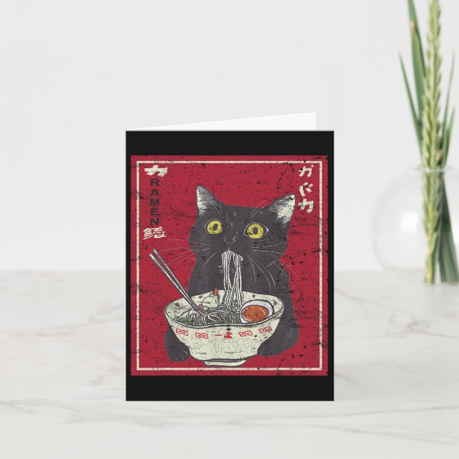 Kawaii Cat Ramen Japanese Food Funny Anime Girls T Card (Front)