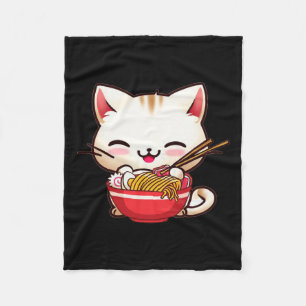 Kawaii Cat Ramen Love Japanese Food Funny Anime Gi Fleece Blanket