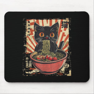 Kawaii Cat Ramen Noodle Funny Japanese Anime Manga Mouse Pad