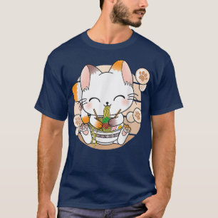 Kawaii Cat Ramen Noodles Otaku Japanese Anime Neko T-Shirt