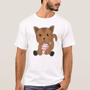 Kawaii Cat Retro Japanese Strawberry Milk T-Shirt