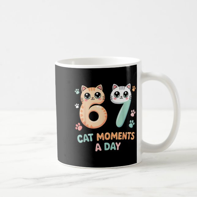 Kawaii Cat Six Seven Alpha Gen Slang 67 Cat Moment Coffee Mug (Right)