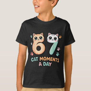 Kawaii Cat Six Seven Alpha Gen Slang 67 Cat Moment T-Shirt