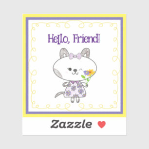 Kawaii Cat Winking Hello Friend