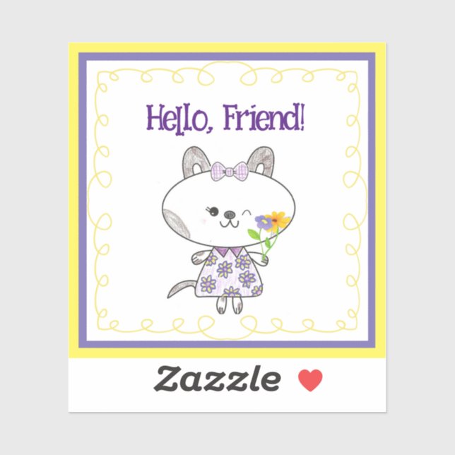 Kawaii Cat Winking Hello Friend (Sheet)