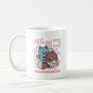 Kawaii Cat with Chocolate Milk – Japanese Pop Art  Coffee Mug