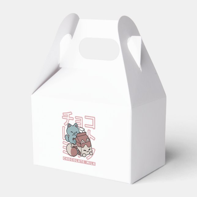 Kawaii Cat with Chocolate Milk – Japanese Pop Art  Favor Box (Front Side)