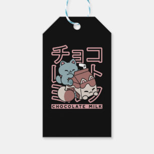 Kawaii Cat with Chocolate Milk – Japanese Pop Art  Gift Tags