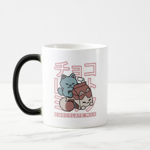 Kawaii Cat with Chocolate Milk – Japanese Pop Art Magic Mug