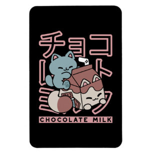 Kawaii Cat with Chocolate Milk – Japanese Pop Art  Magnet