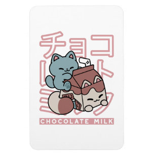 Kawaii Cat with Chocolate Milk – Japanese Pop Art  Magnet
