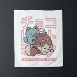 Kawaii Cat with Chocolate Milk – Japanese Pop Art  Tapestry<br><div class="desc">Satisfy your sweet tooth and love for all things cute with this kawaii-style design featuring an adorable cat hugging a chocolate milk carton with cat ears! Blending Japanese pop art, food-themed illustration, and playful cat vibes, this artwork is perfect for anime lovers, cat fans, and milk tea drinkers alike. With...</div>