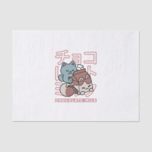 Kawaii Cat with Chocolate Milk – Japanese Pop Art  Tissue Paper