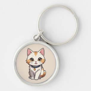 Kawaii Cat with Feline Charm Keychain