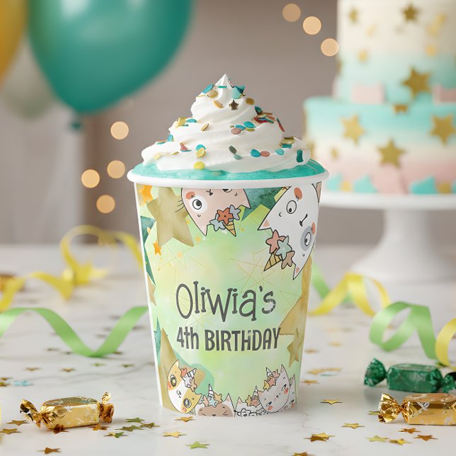 Kawaii caticorn birthday Paper Cup (Creator Uploaded)