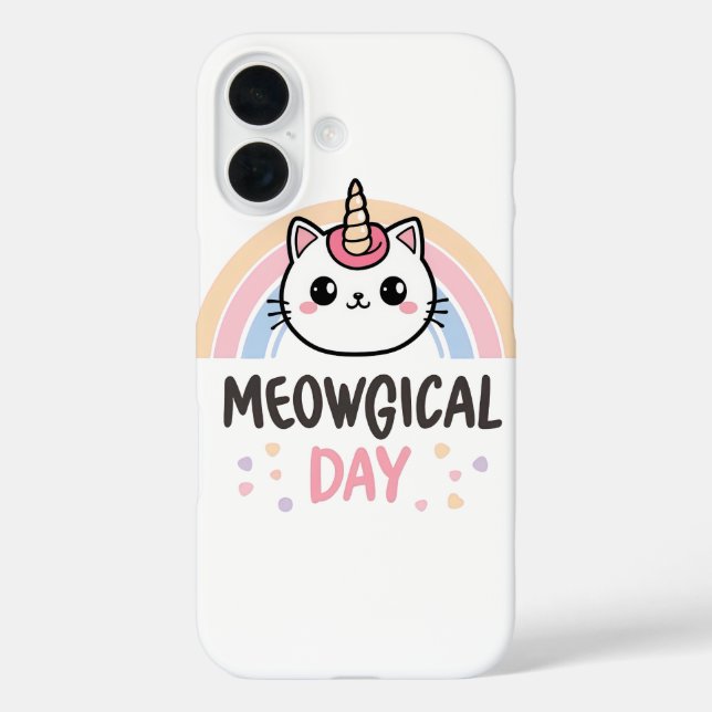 Kawaii Caticorn with Pastel Rainbow Case-Mate iPhone Case (Back)