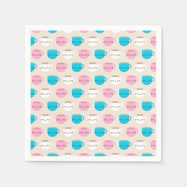 Kawaii Cats Cup of Tea Napkin (Front)