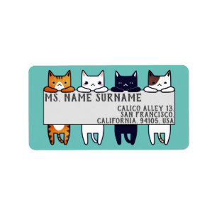 kawaii cats hanging label