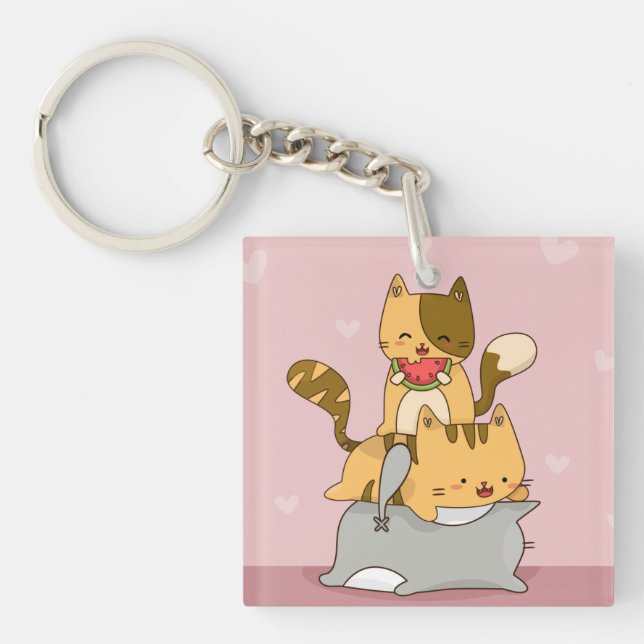 Kawaii Cats Keychain (Front)