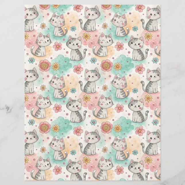 Kawaii cats kitty pattern scrapbook paper (Front)