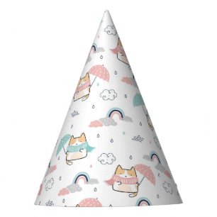 Kawaii Cats Rainy Day Pattern Party Hat