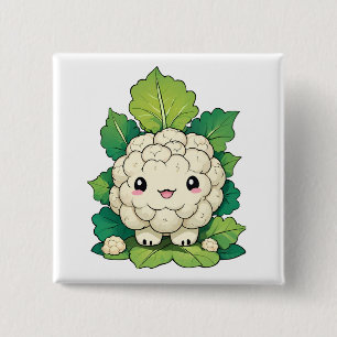 Kawaii Cauliflower 2 Inch Square Button