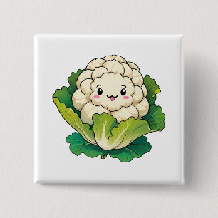 Kawaii Cauliflower 2 Inch Square Button