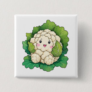 Kawaii Cauliflower 2 Inch Square Button