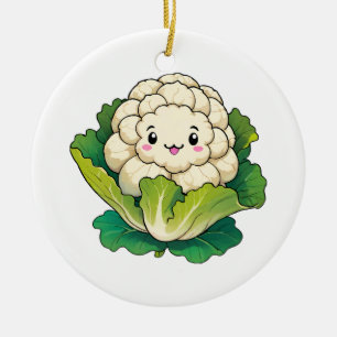 Kawaii Cauliflower Ceramic Ornament