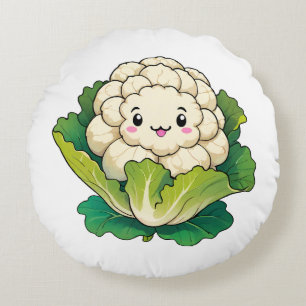 Kawaii Cauliflower Round Pillow