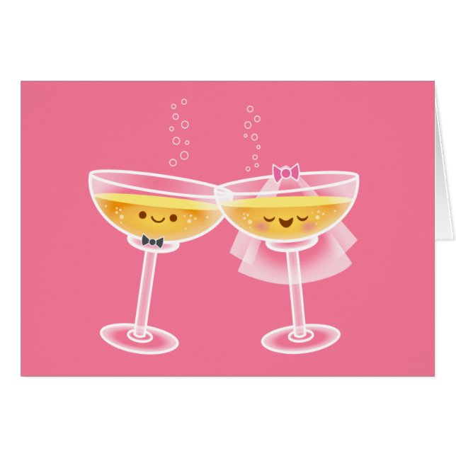 Kawaii Champagne Card (Front Horizontal)
