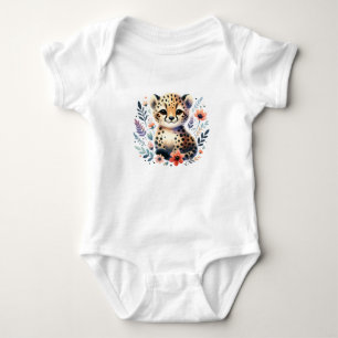 Kawaii Cheetah Cub Design Baby Bodysuit